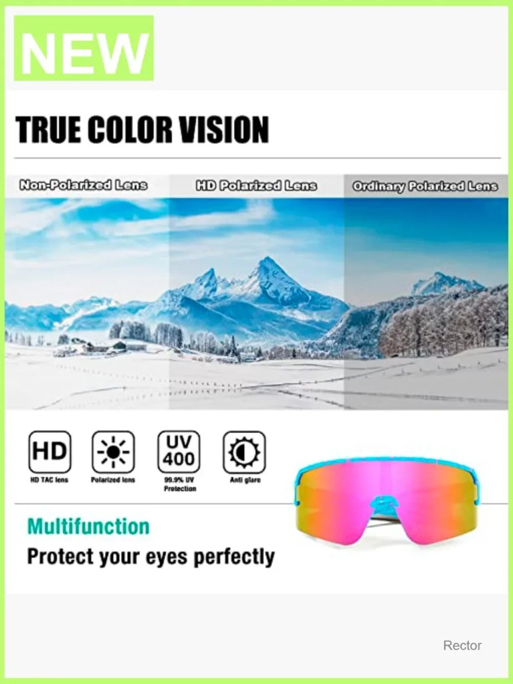 Polarized Sports Sunglasses UV400 Protection TR90 Frame Cycling Running Fishing